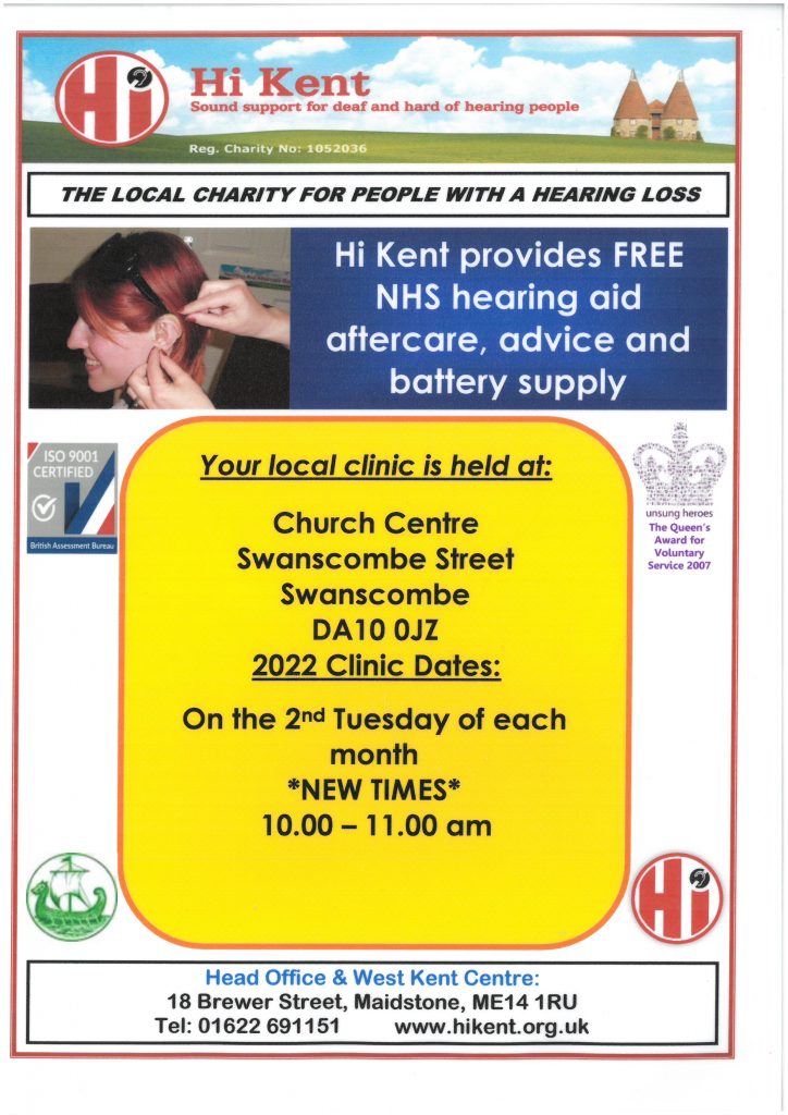 Hearing Aid Maintenance Clinic @ The Church Centre, Swanscombe @ The Church Centre